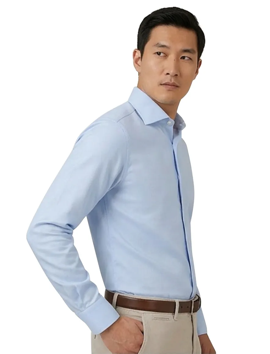 Profuomo Blauw two ply twill overhemd
