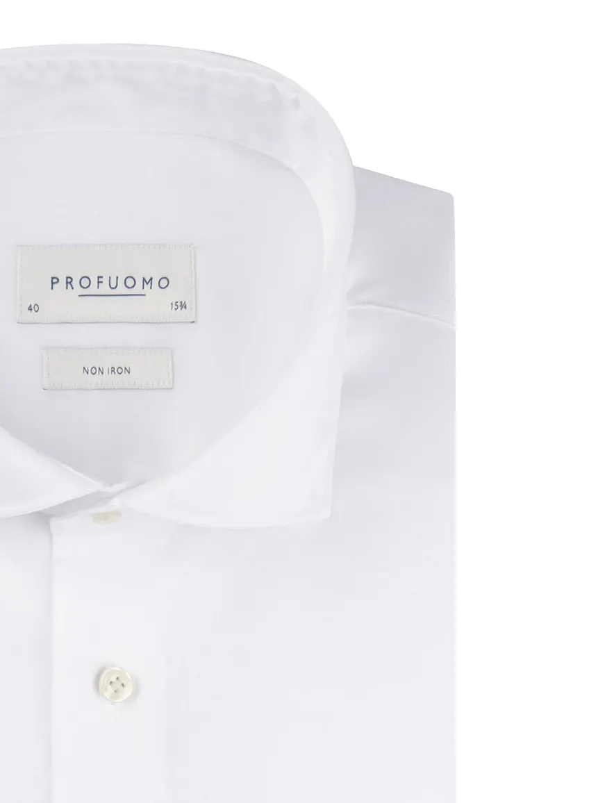 Profuomo overhemd slim fit wit dubbele manchet