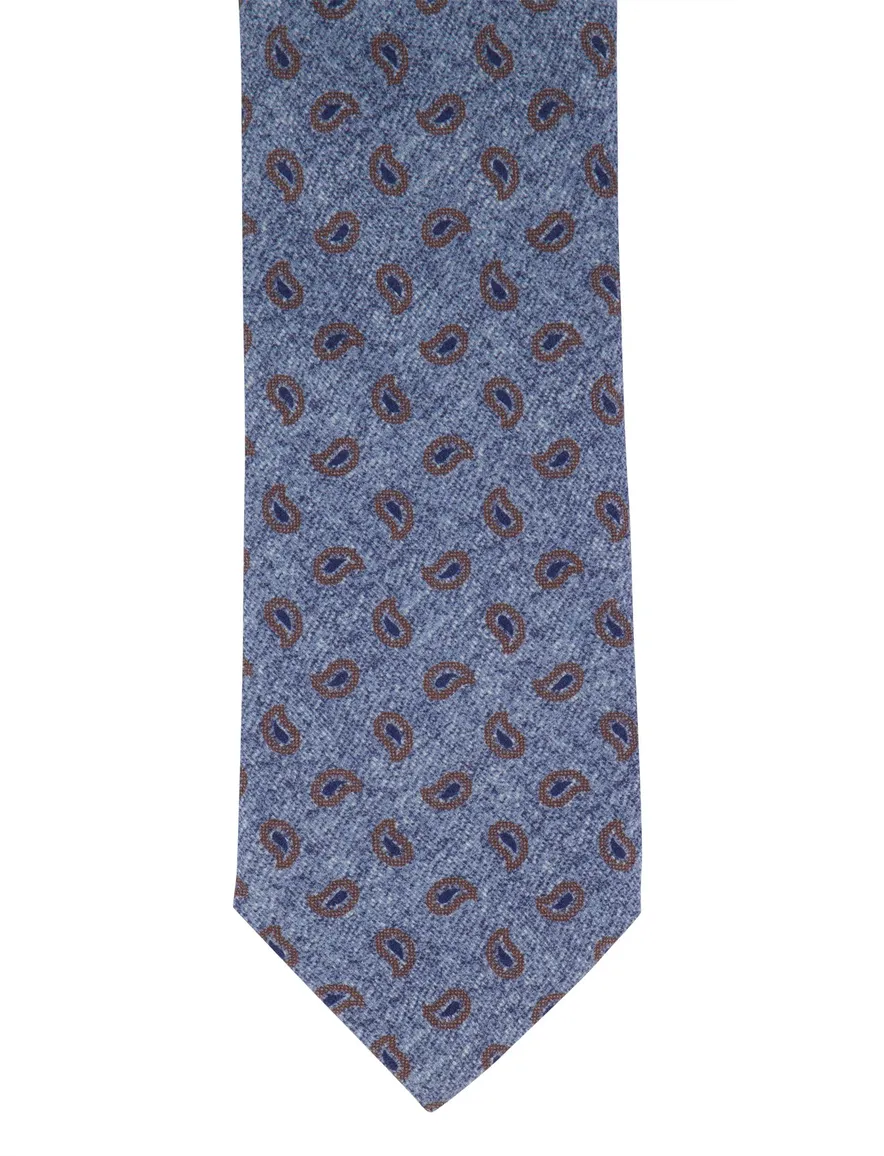Profuomo stropdas blauw geprint 100% zijde