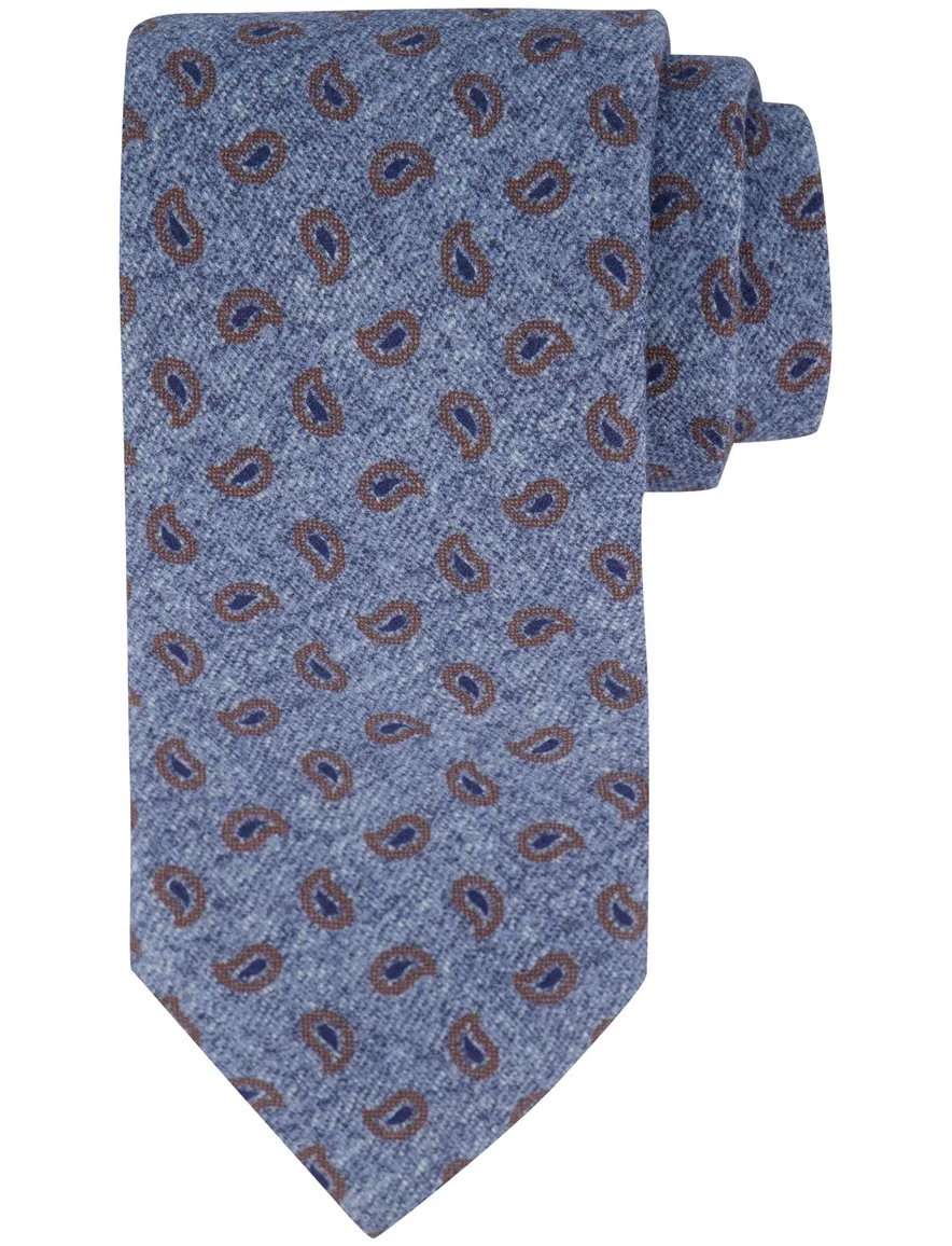 Profuomo stropdas blauw geprint 100% zijde