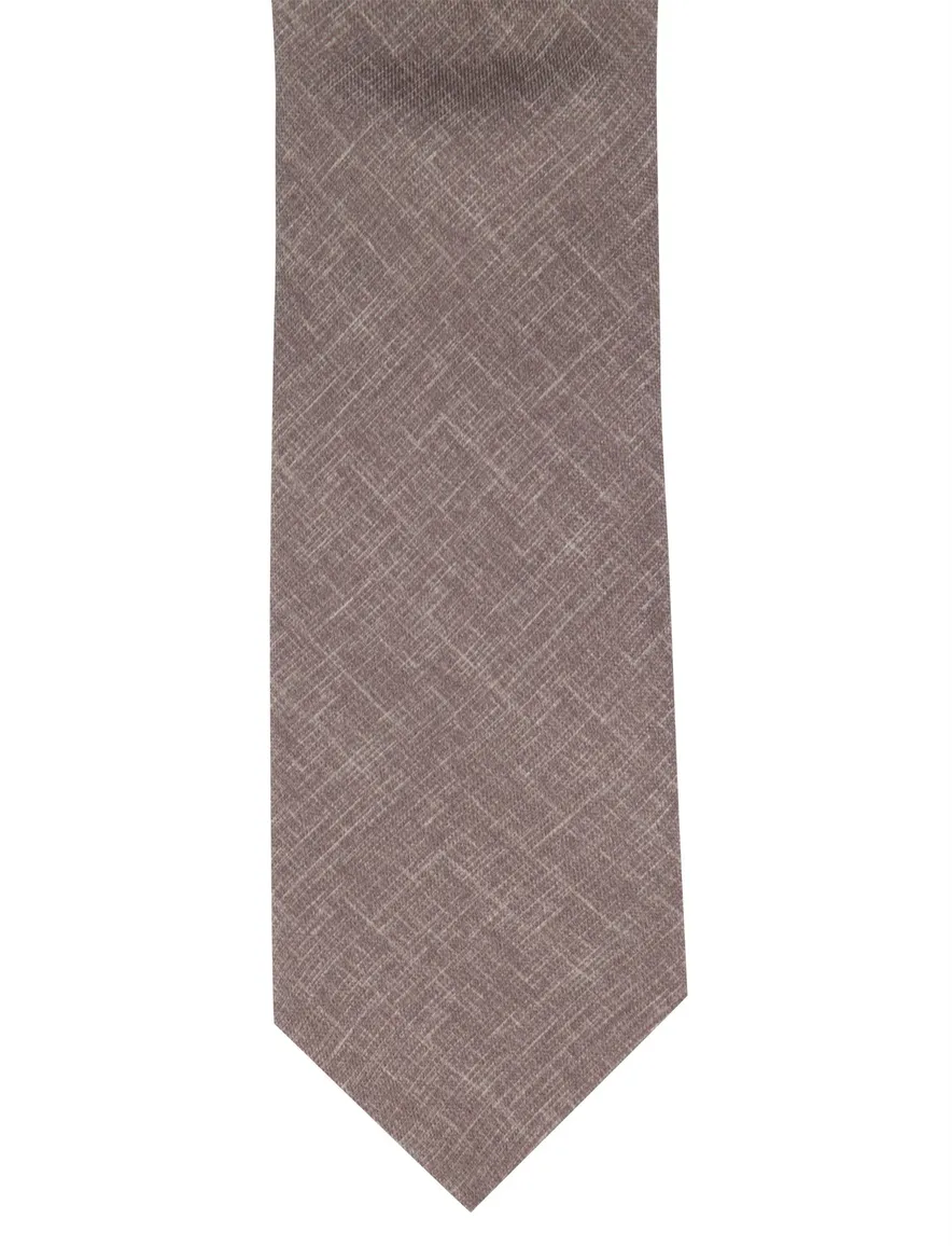 Profuomo stropdas taupe gemeleerd 100% zijde