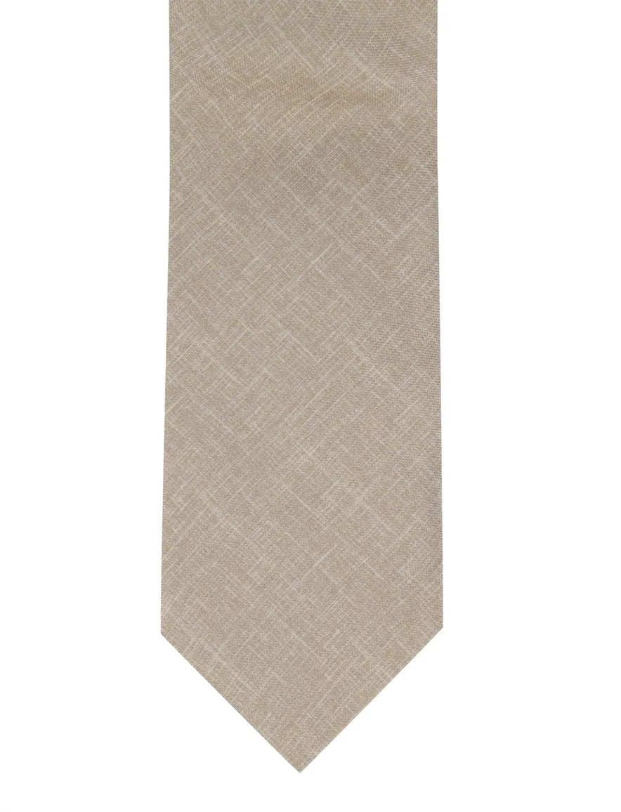 Profuomo stropdas beige gemeleerd 100% zijde