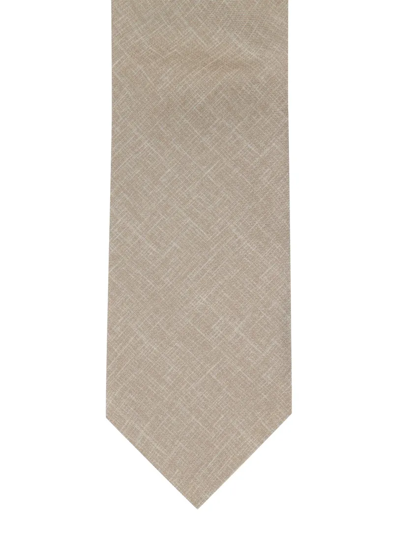 stropdas zijde beige Profuomo gemeleerd