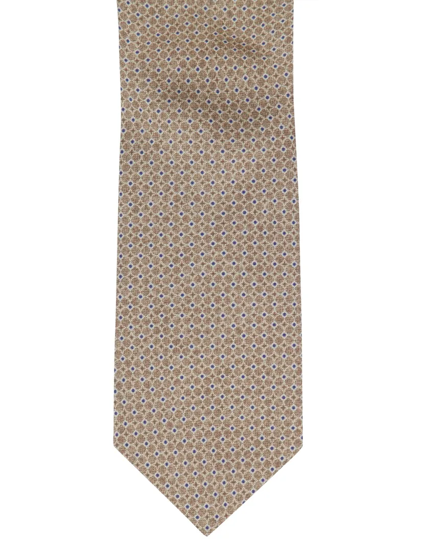 Profuomo stropdas beige met stippen print