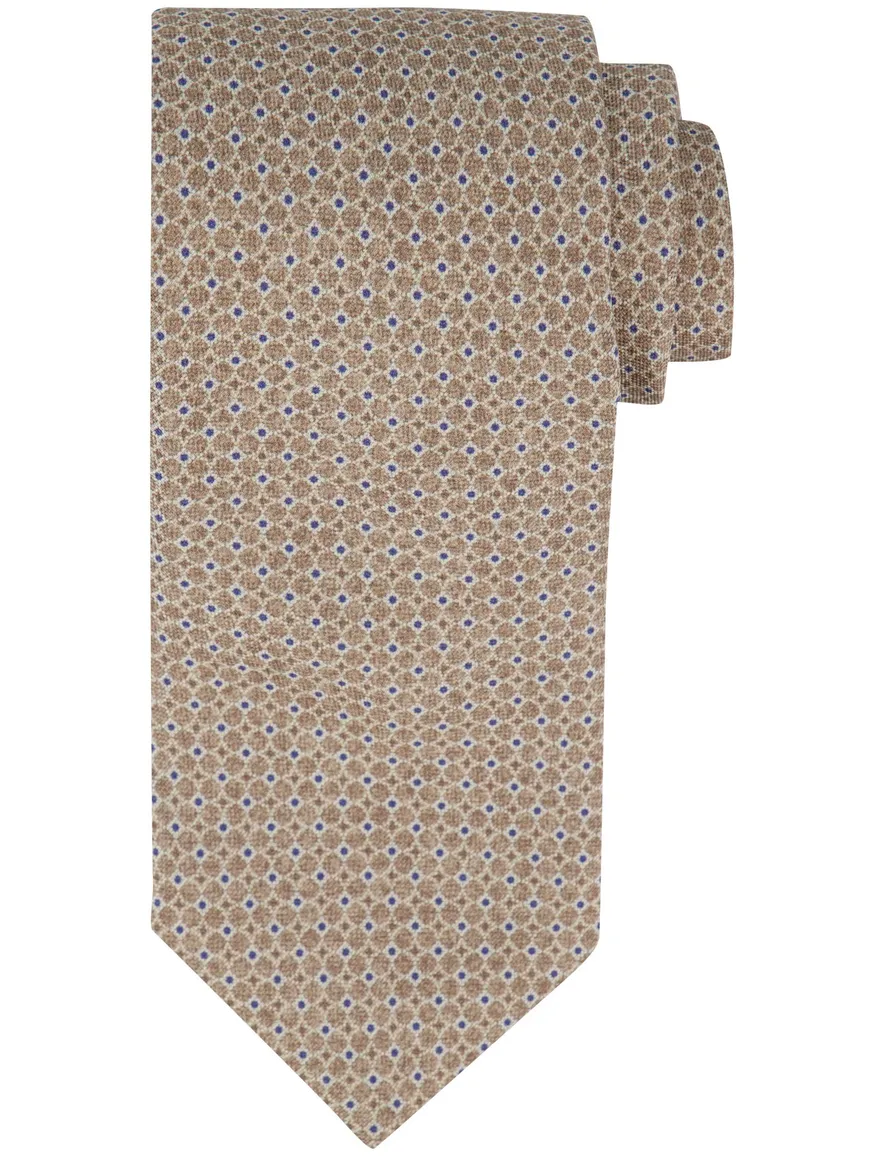 Profuomo stropdas beige stippen geprint 100% zijde