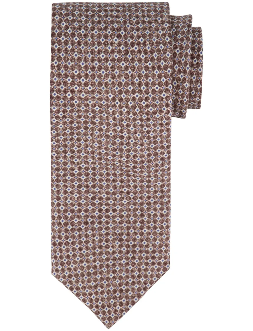 Profuomo stropdas bruin stippen print 100% zijde