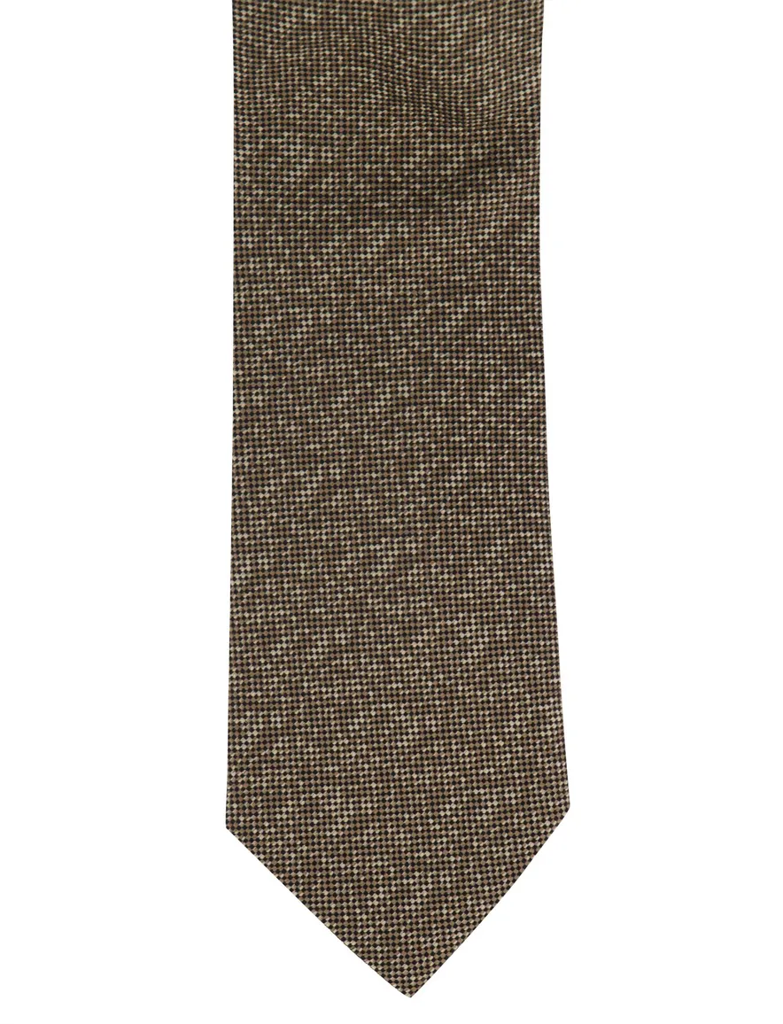 Profuomo stropdas bruin geprint 100% zijde