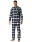 Schiesser pyjama set katoen geruit lange mouw donkerblauw