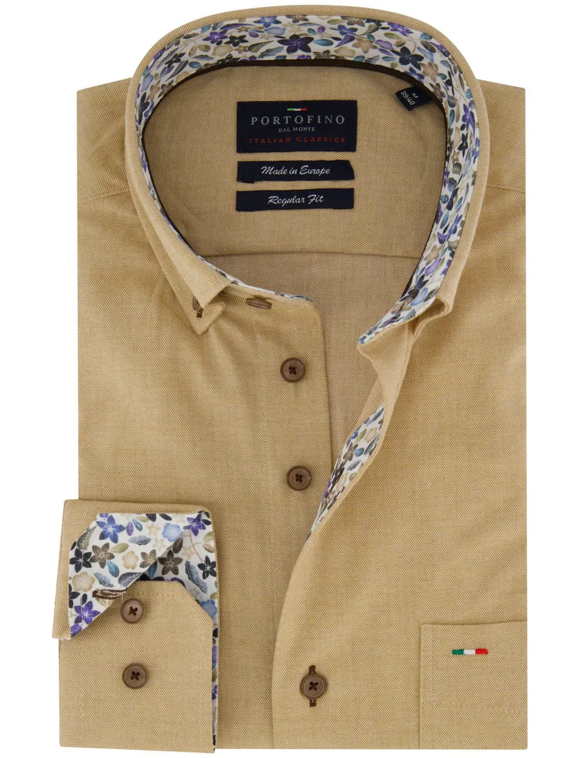 casual overhemd Portofino Regular Fit beige