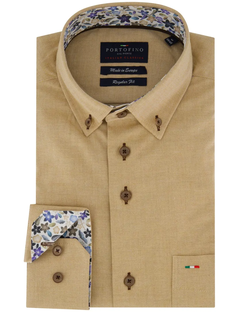 casual overhemd Portofino Regular Fit beige