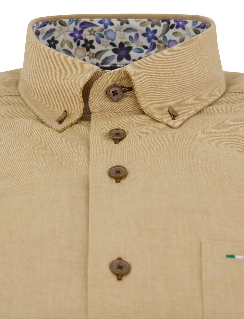 casual flanel overhemd Portofino Regular Fit beige