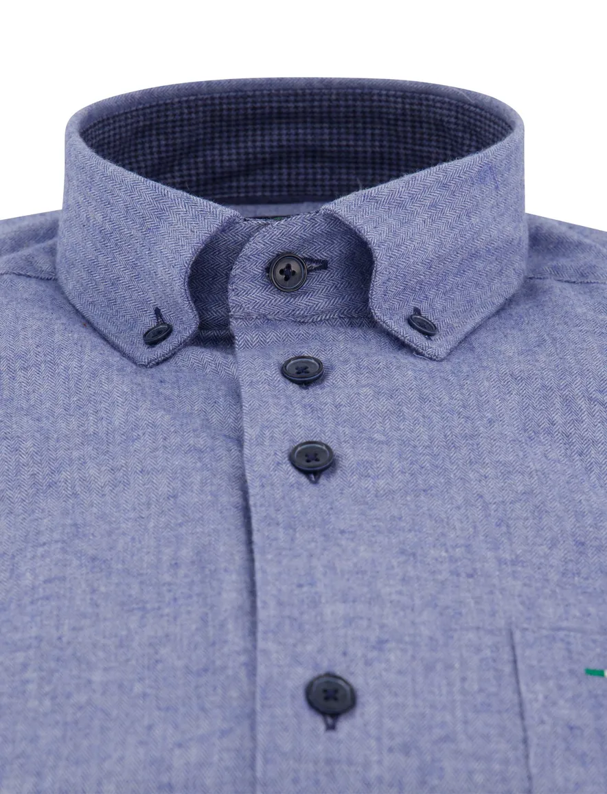Portofino wijde fit casual overhemd blauw