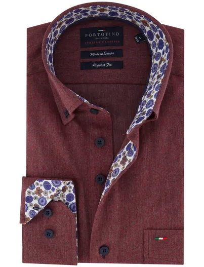 Portofino Portofino Regular Fit casual overhemd rood