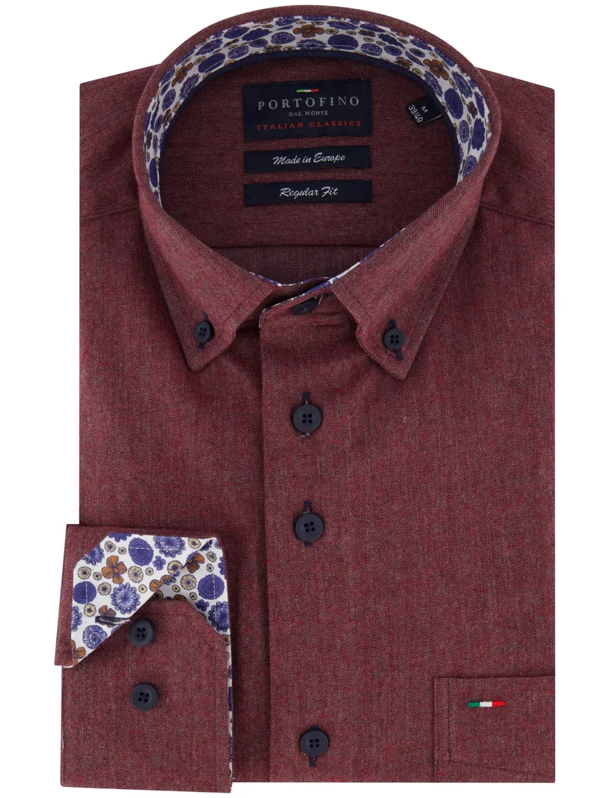 casual overhemd rood Portofino Regular Fit