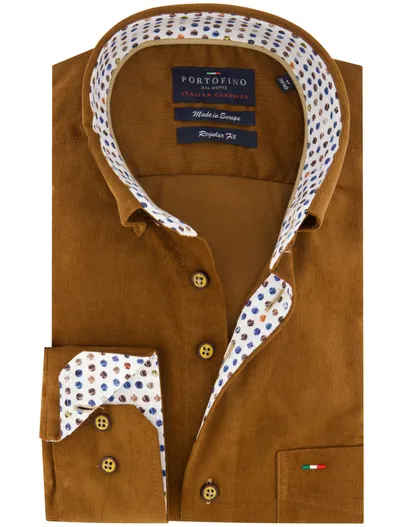 Portofino casual overhemd Portofino Regular Fit bruin