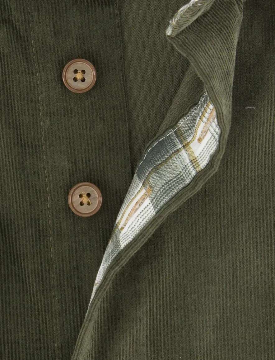 Portofino overhemd groen corduroy met borstzak