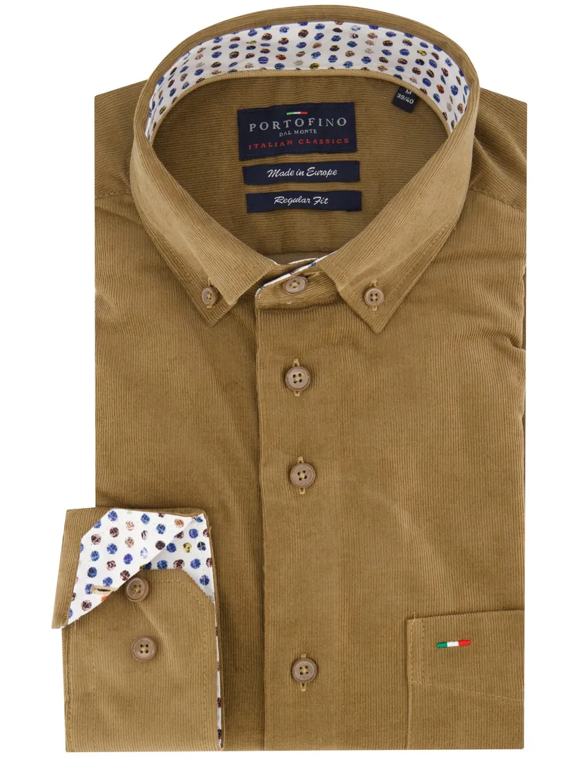 casual overhemd Portofino Regular Fit bruin