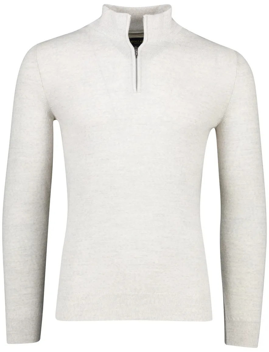 Cavallaro half zip trui grijs merinowol