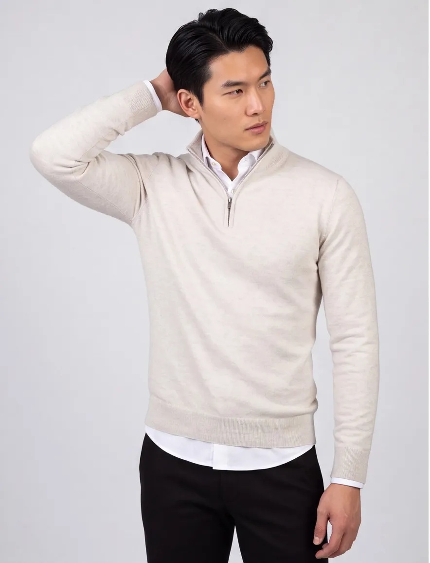 Cavallaro Trui Half Zip grijs merinowol