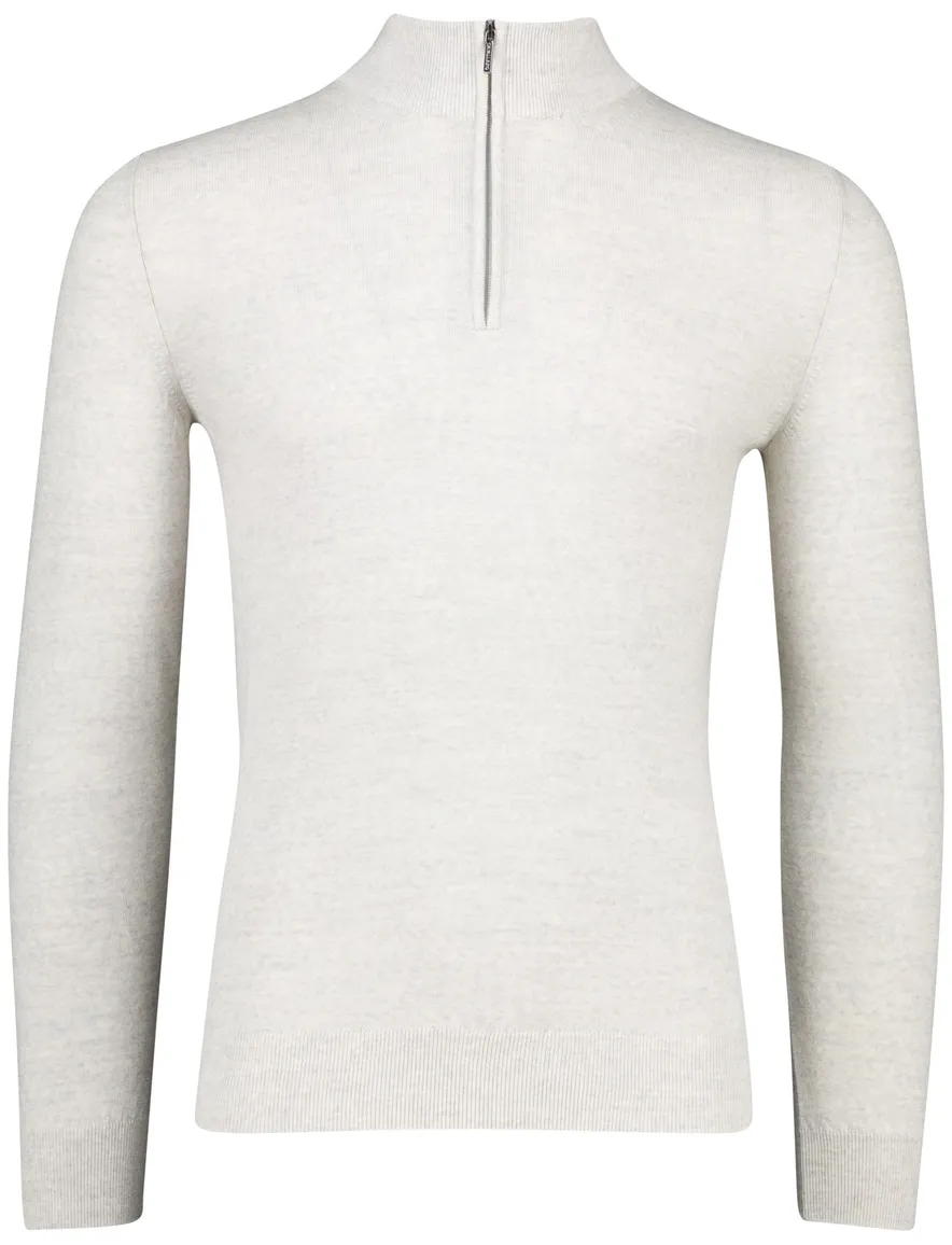 Cavallaro half zip trui grijs merinowol