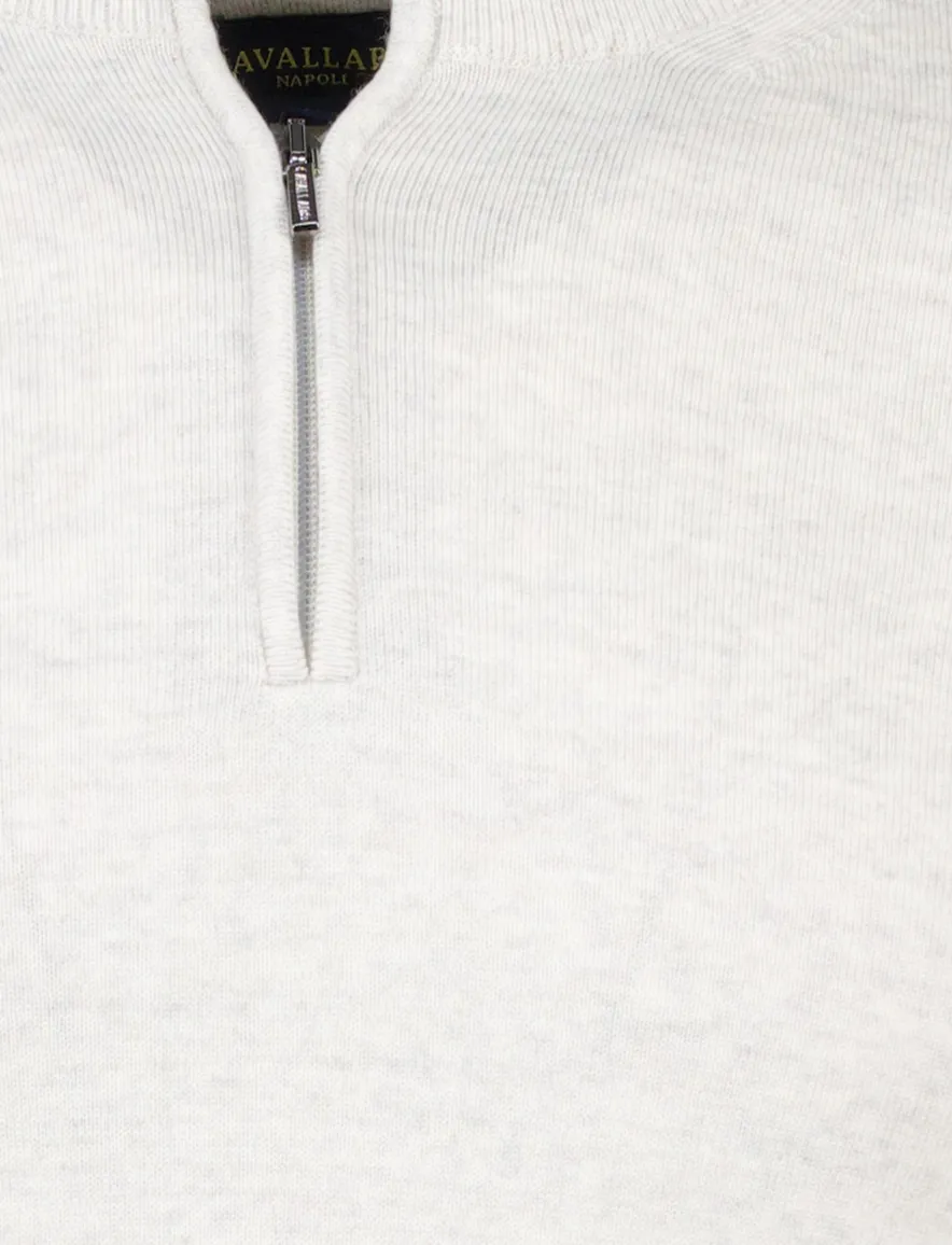 Cavallaro half zip trui grijs merinowol