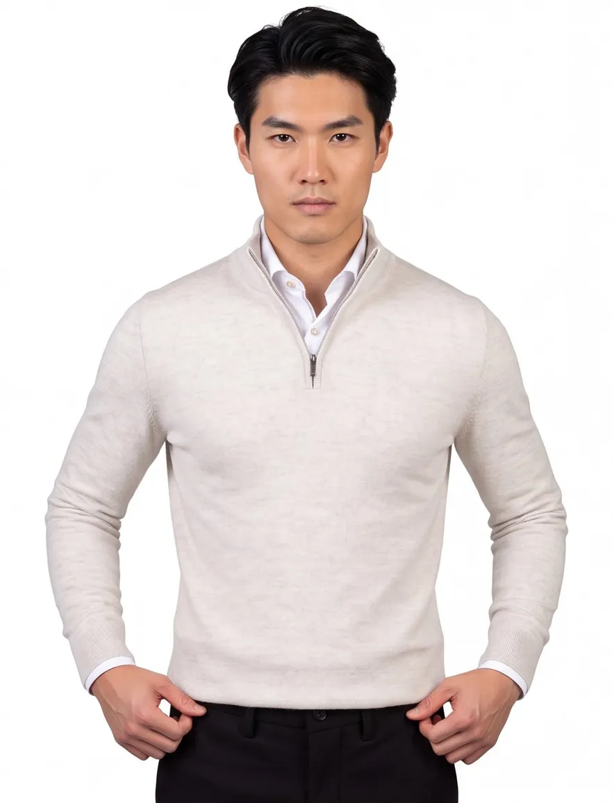 Cavallaro Trui Half Zip grijs merinowol
