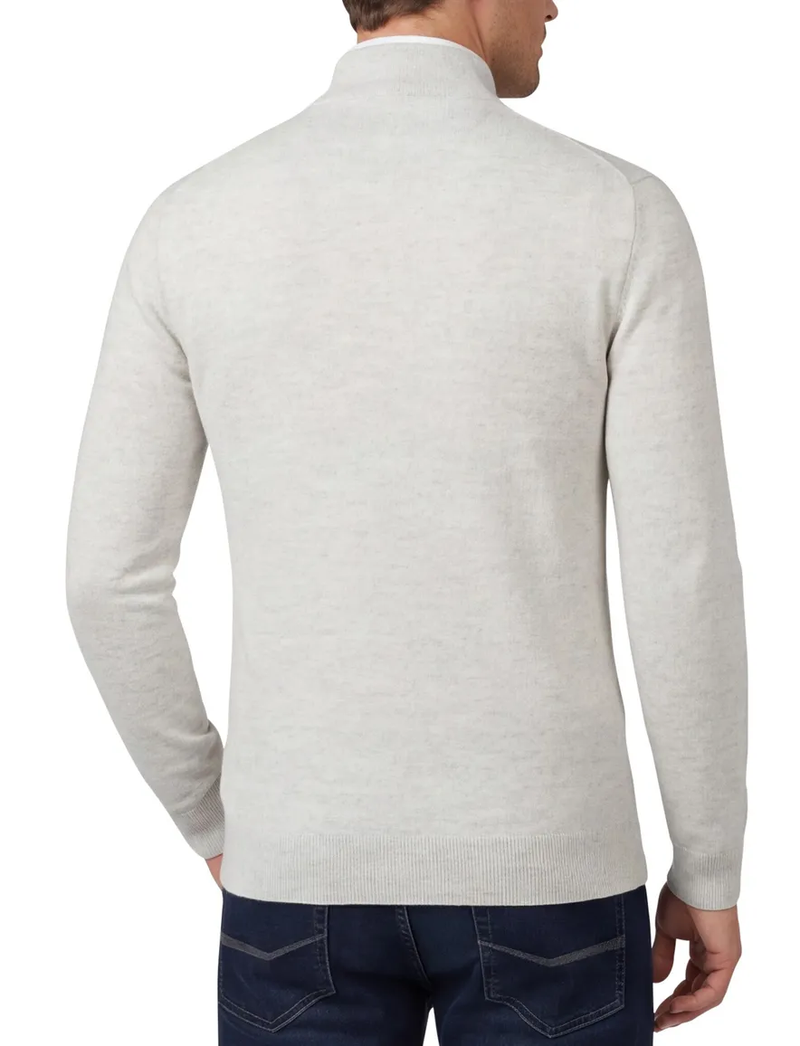 Cavallaro half zip trui grijs merinowol