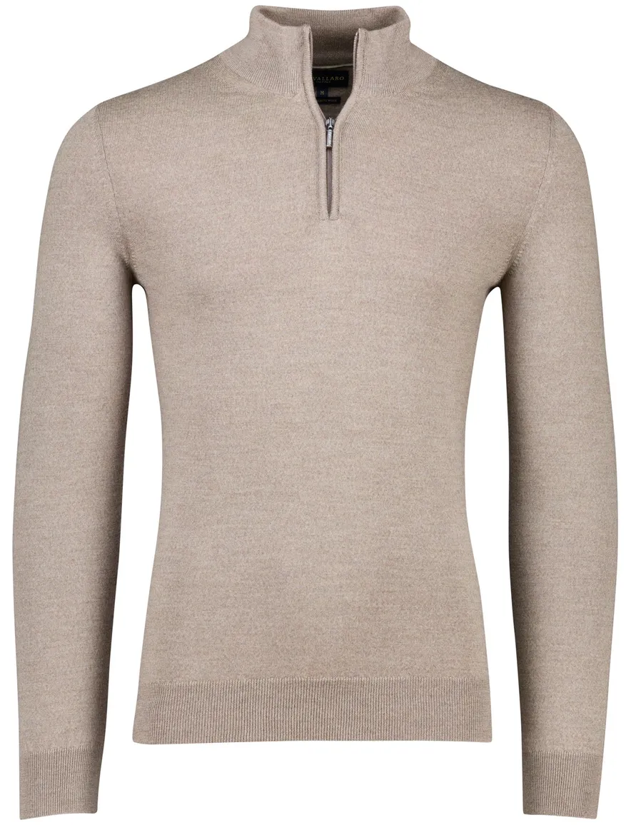 Cavallaro Trui Half Zip beige merinowol