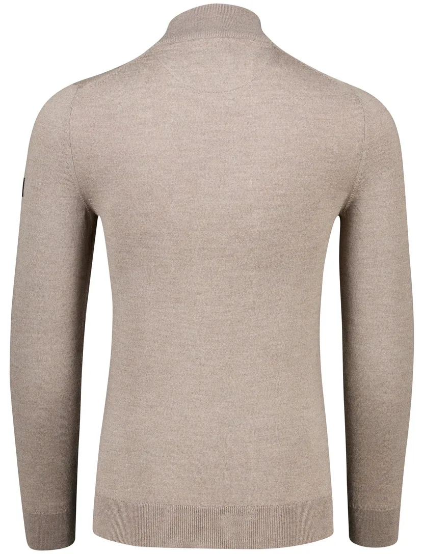 Cavallaro trui effen beige merinowol half zip