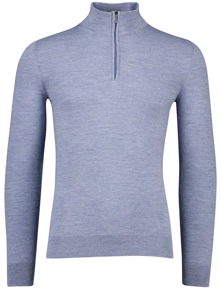 Cavallaro Trui Half Zip Blauw Merinowol