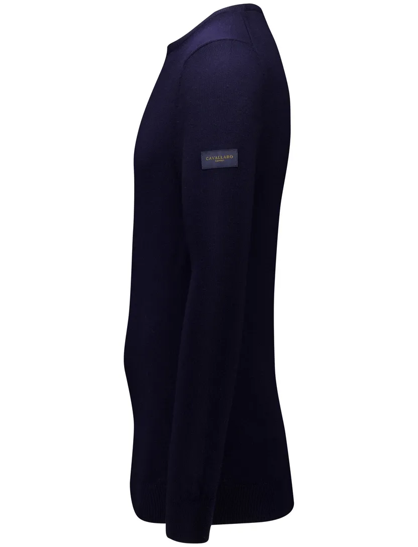 Trui Cavallaro Napoli donkerblauw merinowol