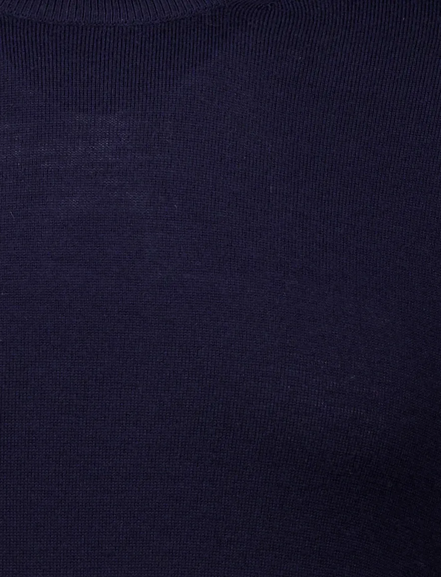 Cavallaro Napoli trui donkerblauw ronde hals merinowol