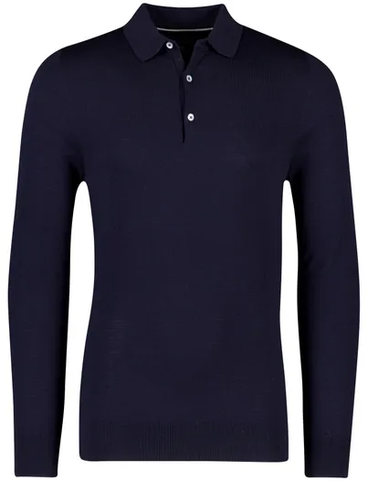 Cavallaro Cavallaro Polo lange mouw d.blauw merinowol