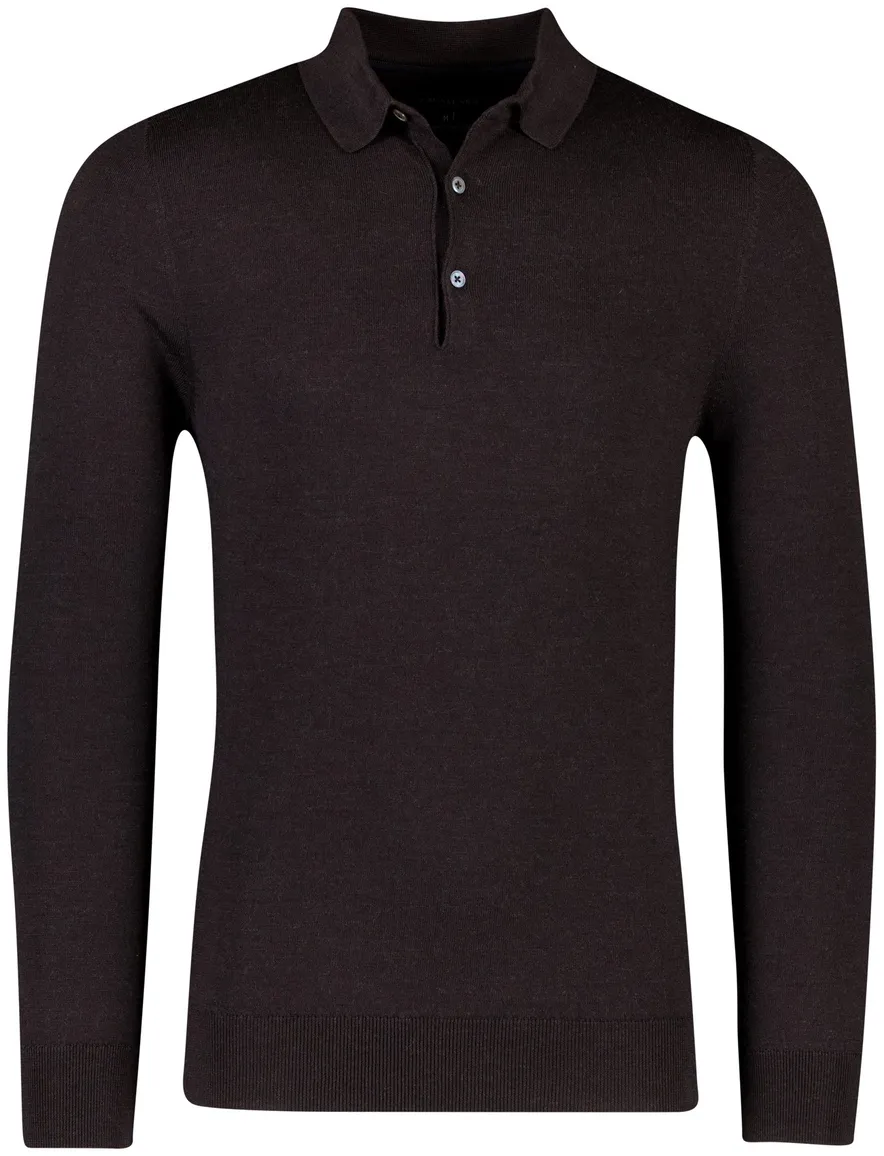 Bruine lange mouw polo Cavallaro merinowol