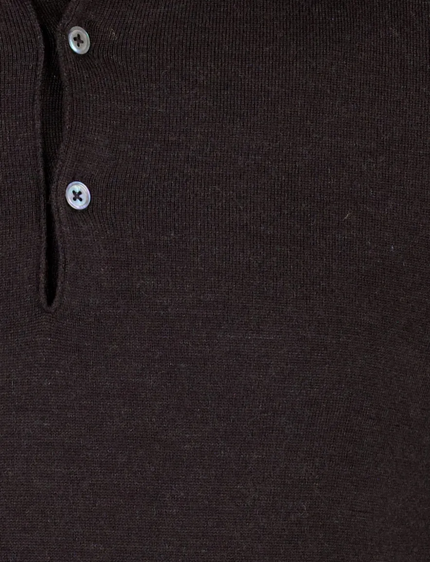 Bruine lange mouw polo Cavallaro merinowol