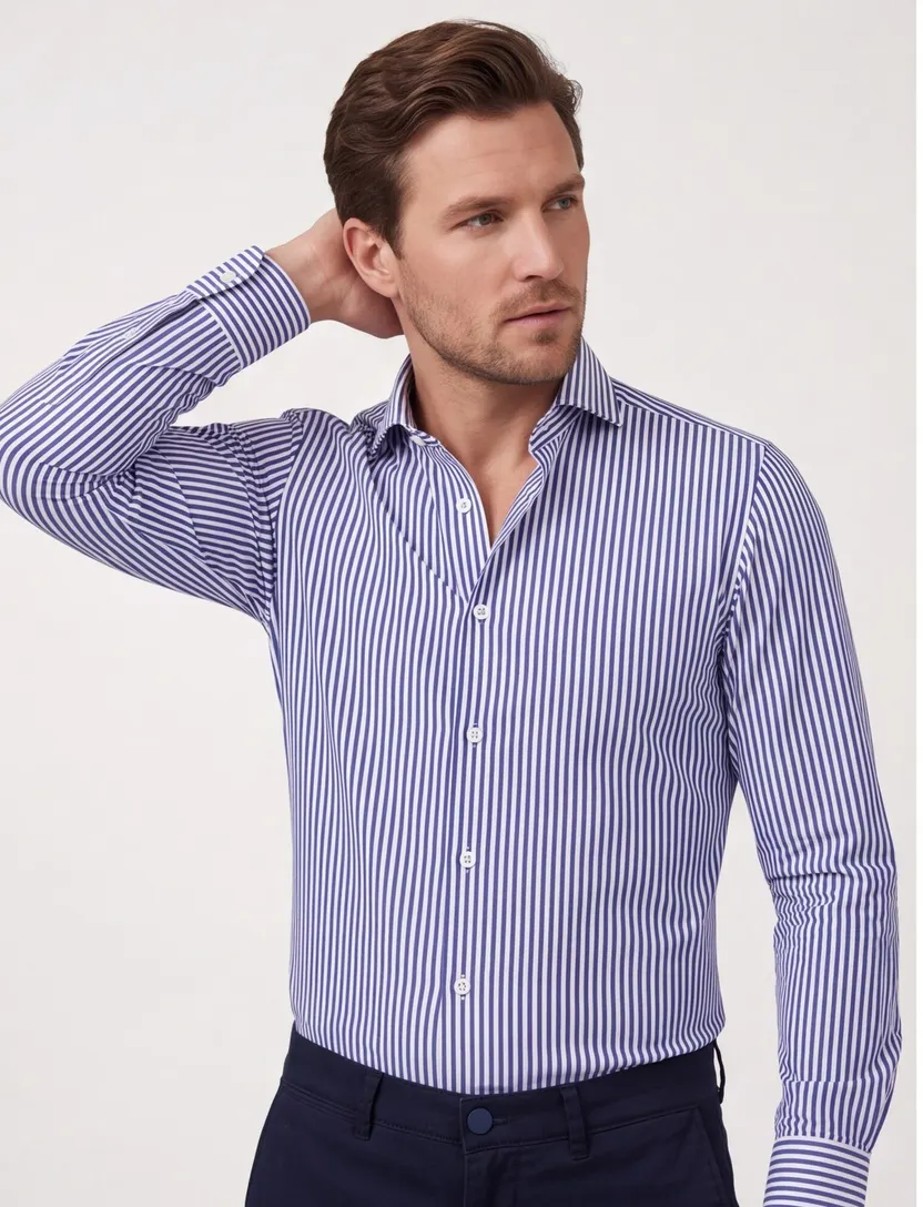 Cavallaro overhemd blauw mouwlengte 7