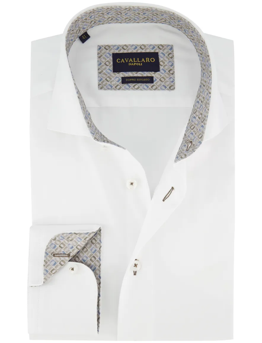 Cavallaro Luino overhemd ml 5 wit wide collar