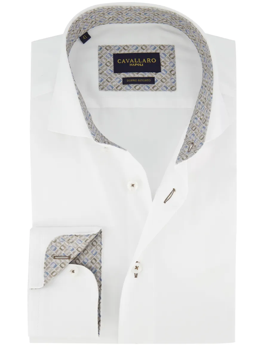 Cavallaro Luino overhemd ml 5 wit wide collar