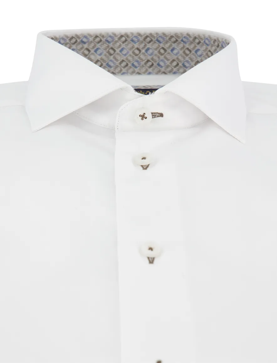 Cavallaro Luino overhemd ml 5 wit wide collar