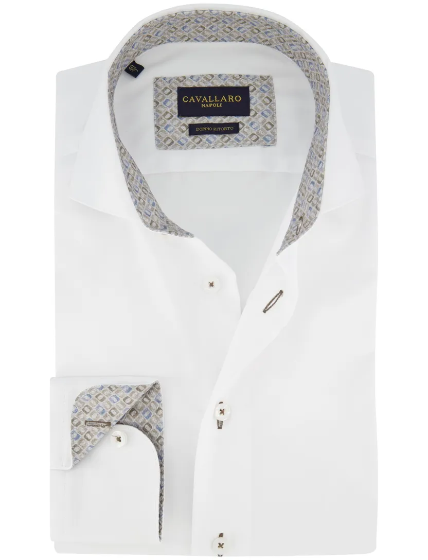 Cavallaro napoli overhemd katoen wit ml7