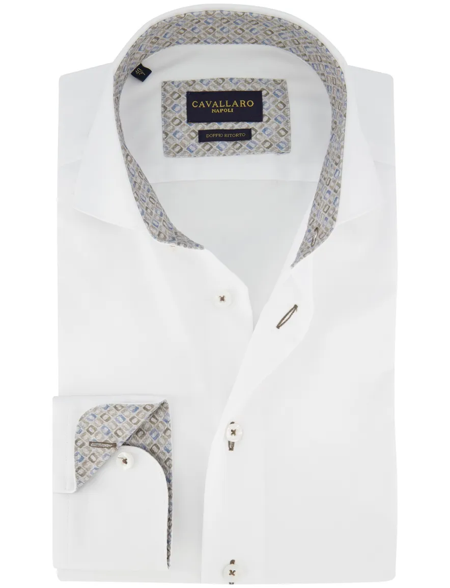 Cavallaro napoli overhemd katoen wit ml7