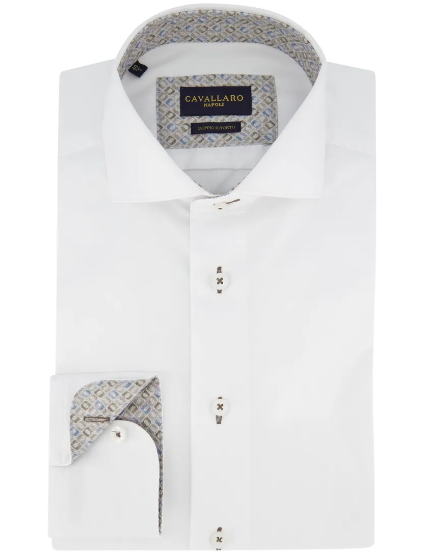 Cavallaro napoli overhemd katoen wit ml7