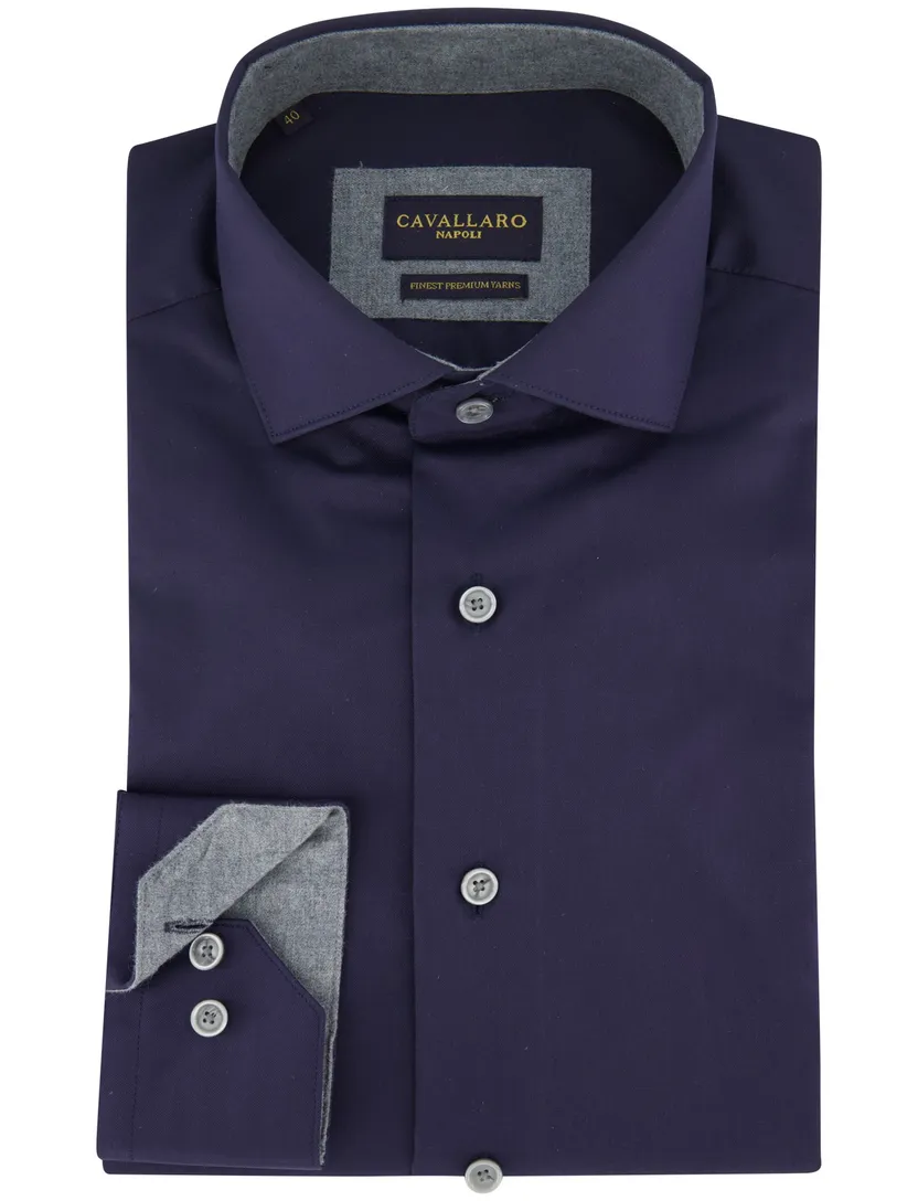 Cavallaro napoli katoenen overhemd donkerblauw