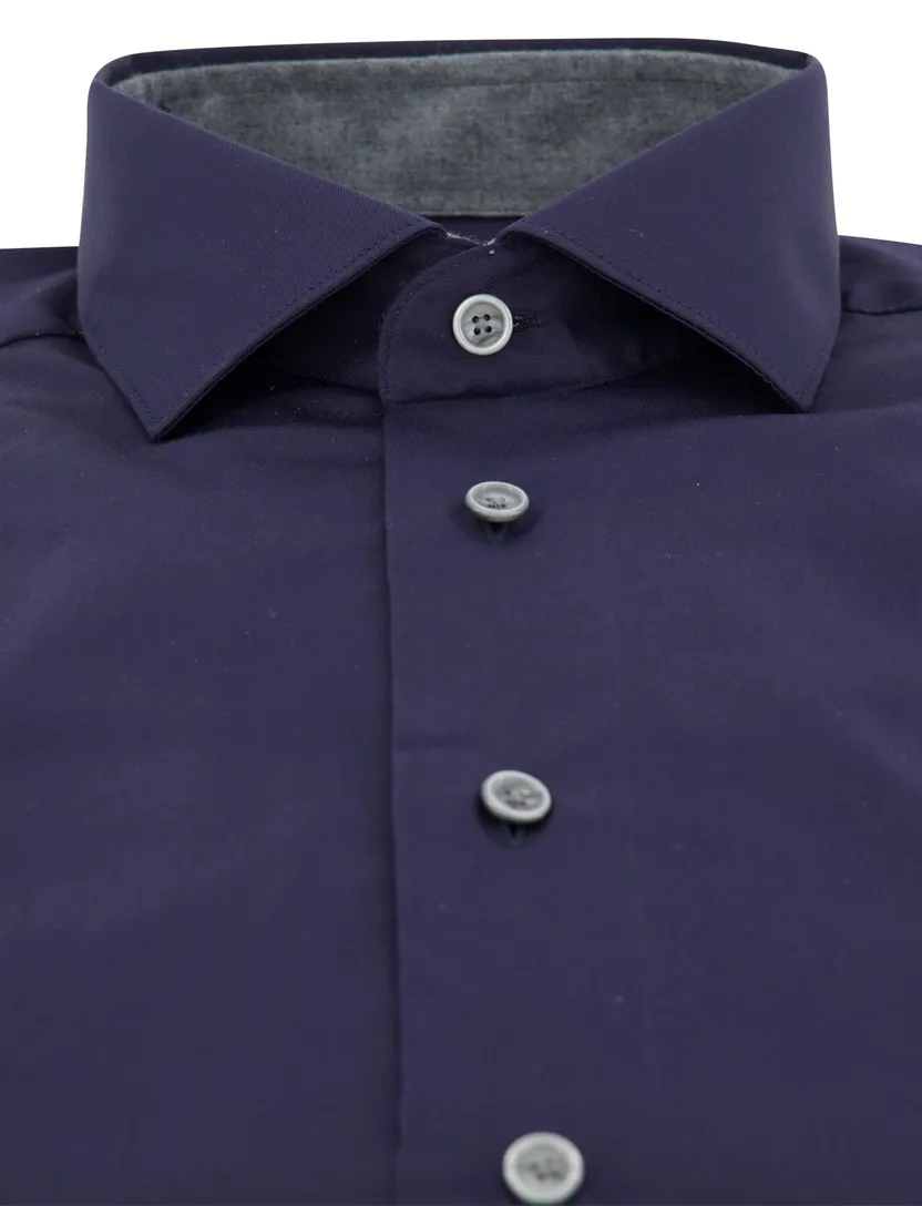 Cavallaro napoli katoenen overhemd donkerblauw