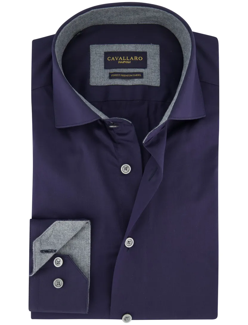 Cavallaro napoli overhemd katoen donkerblauw ml7