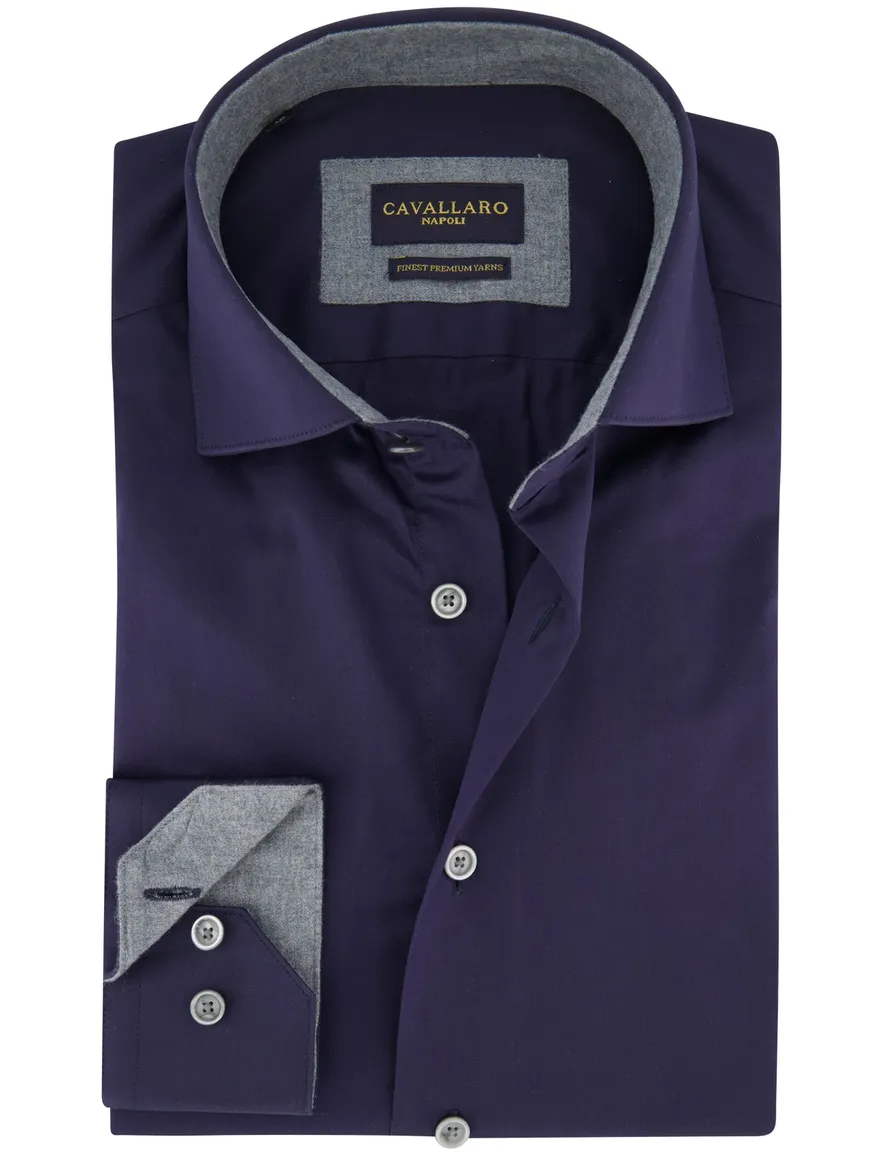 Cavallaro napoli overhemd katoen donkerblauw ml7