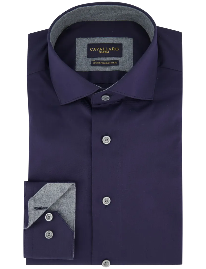 Cavallaro napoli overhemd katoen donkerblauw ml7