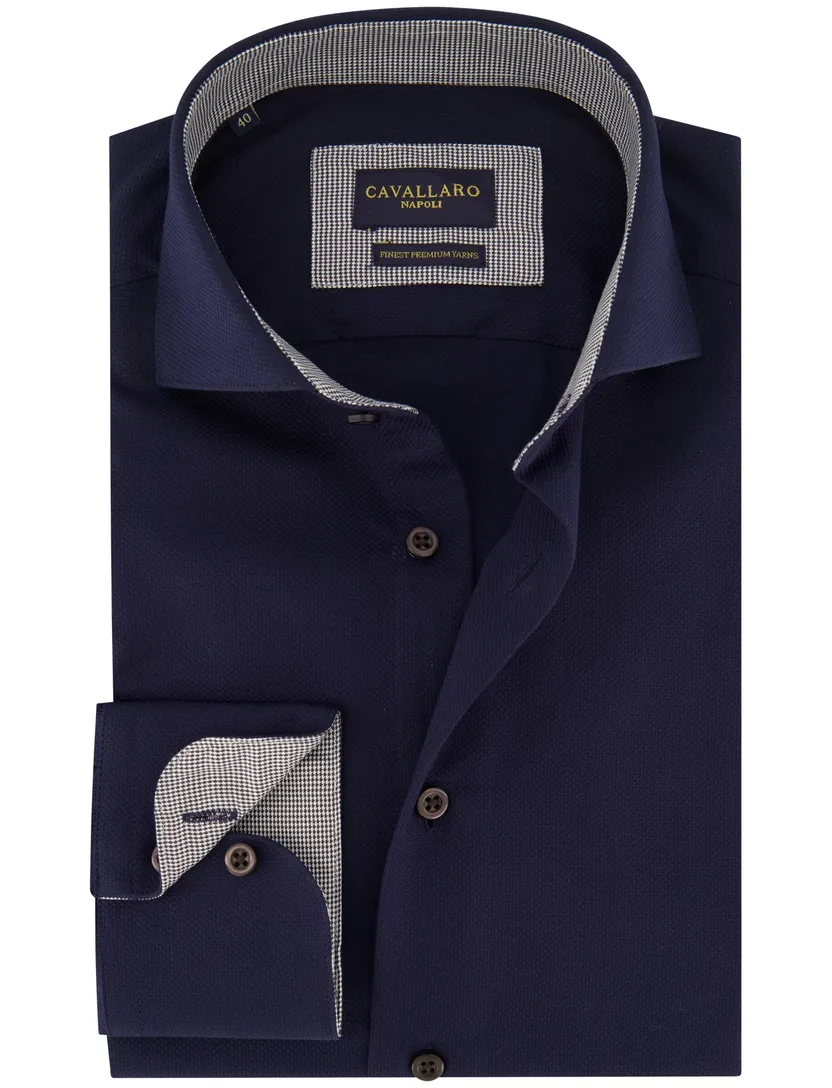 Business overhemd Cavallaro Napoli donkerblauw katoen
