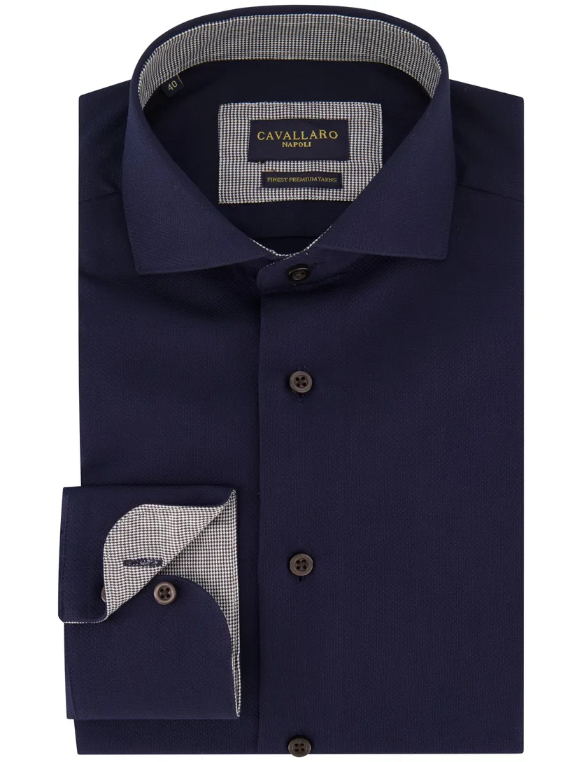 Business overhemd Cavallaro Napoli donkerblauw katoen