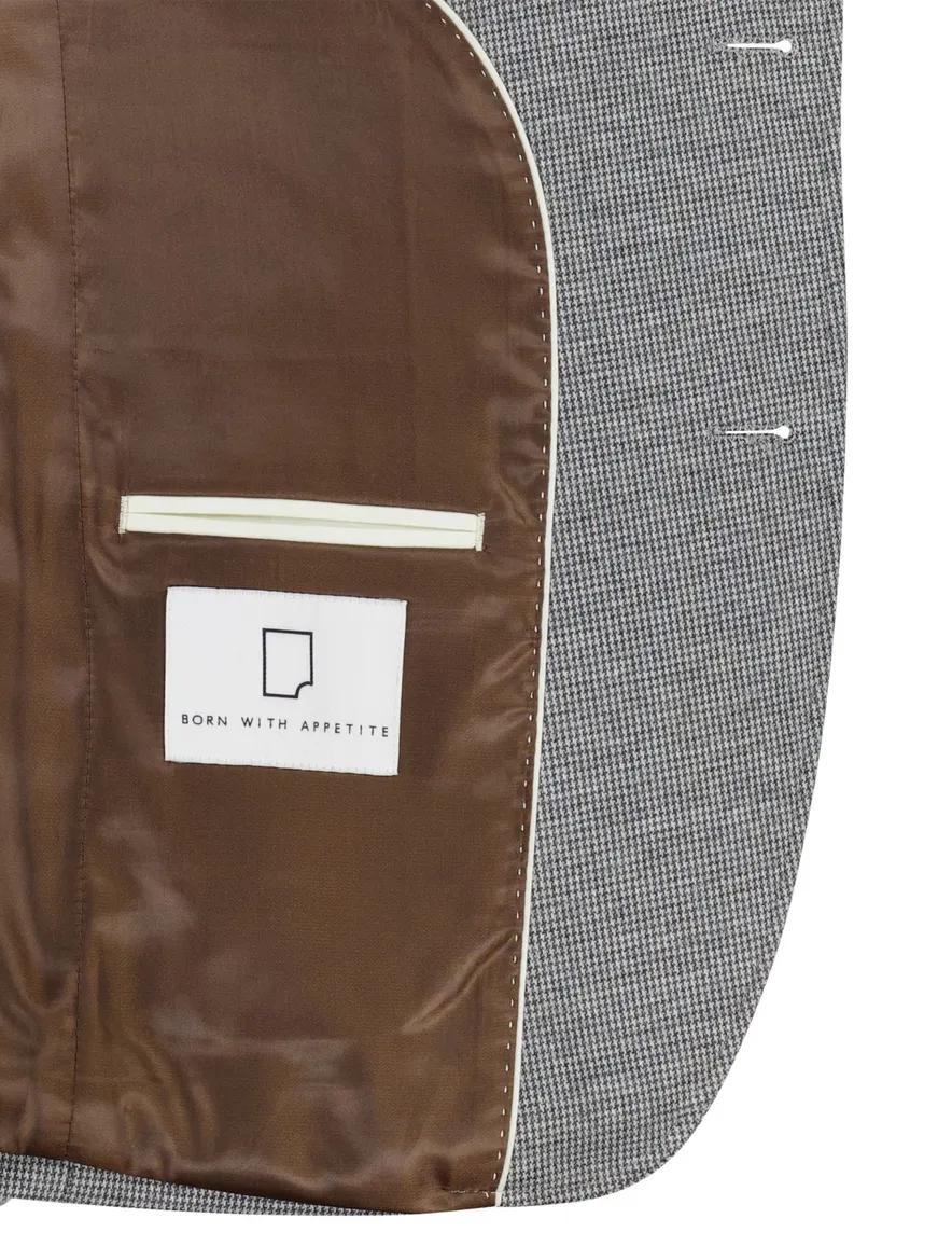 Born With Appetite colbert grijs geprint slim fit